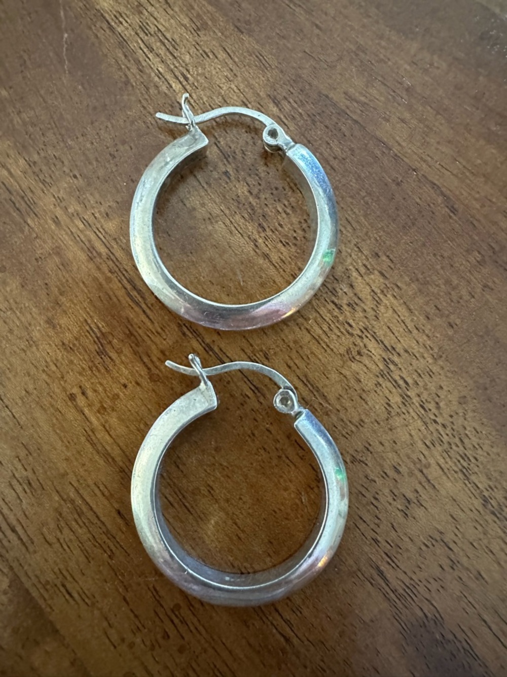 Vintage Solid Silver Hoop Earrings - Classic Women's Hoops